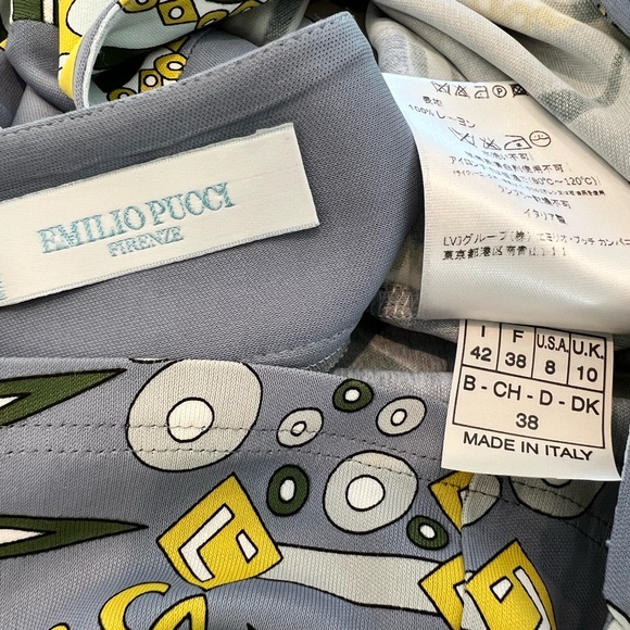 EMILIO PUCCI BLUE GRAY PRINT WRAP DRESS SIZE MODEL 66RH11 IT 42 / US 8 NWOTS! - Picture 13 of 13